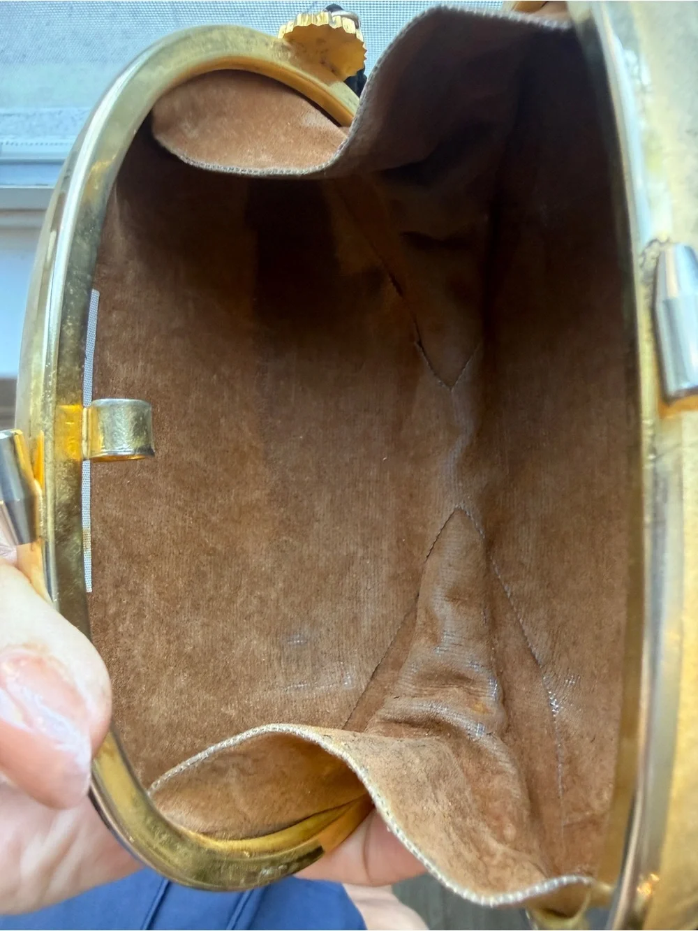 Vintage Gold Embossed Oval Clutch - Elegant Women's Evening Bag